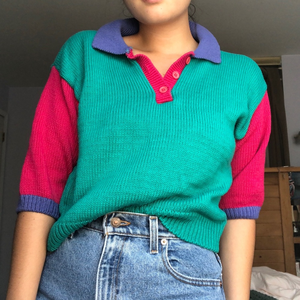 vintage 90s colorblocking sweater